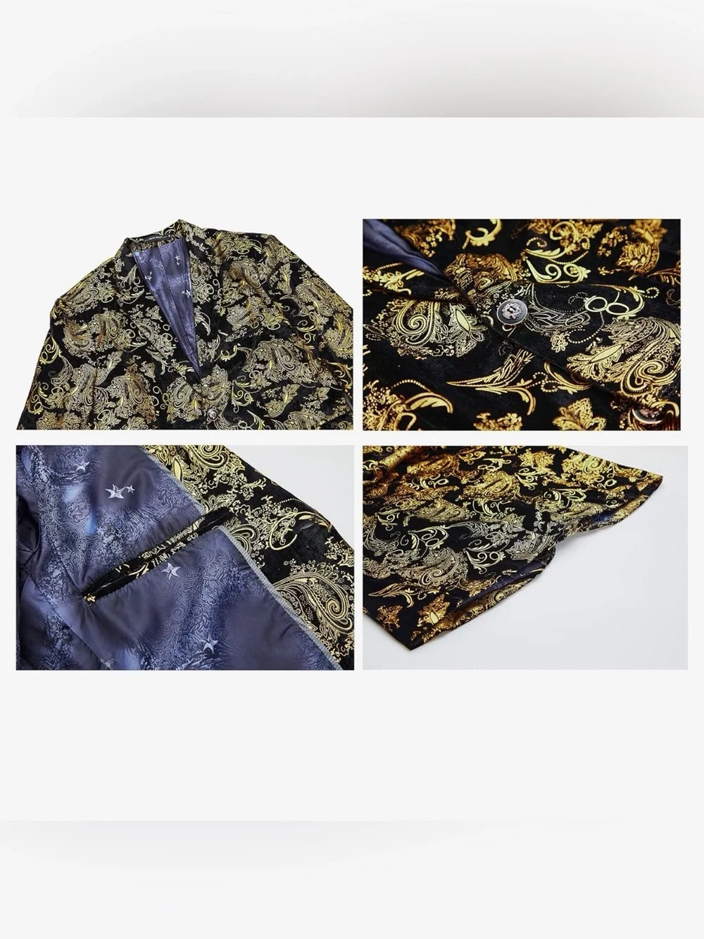 MAGE MALE Mens PartyFloral SuitJacket NotchedLapel SlimFit2-Button Size M NWT A5